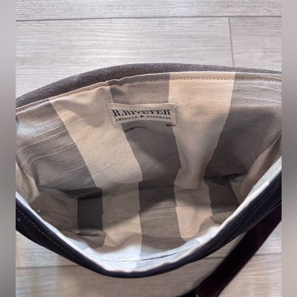 R RIVETER Bag Brown Leather Black Canvas Flap Crossbody Purse Handmade In USA - Picture 11 of 16